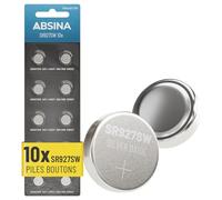 ABSINA 10x Pile SR927SW Bouton pour Montre 1,55V oxyde d'argent - Pile SR927W pour Montre 395/399 / AG7 / LR927 - Piles SR 927 W étanche et Longue durée