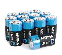 ABSINA 12x Pile LR14 1,5V alcaline - Piles LR14 C Longue durée pour Lampe de Poche, Jouets & Plus - Pile R14 1,5 Volts