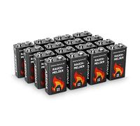 ABSINA 16 Pile 9V alcalines | Lot de 16 - Piles 9V longue duree et étanches - pour détecteurs d'incendie, monoxyde carbone