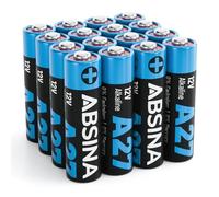 ABSINA 16x Pile 27A 12V Alkaline pour telecommande Portail, ouvre-Porte de Garage et Bien Plus - Pile A27 12V Alcaline Mini étanche et Durable - Piles A27, Pile 12V 27A, 27A 12V Pile, Pile V27A