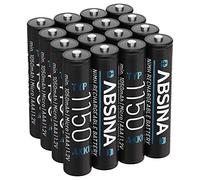 ABSINA 16x Pile Rechargeable AAA 1150 NiMH - Piles AAA Rechargeables 1,2V & Min. 1050 mAh - Piles Rechargeables AAA pour appareils à Haute consommation - Accu AAA idéales pour téléphone DECT