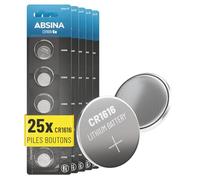 ABSINA 25x Pile CR1616 3V Lithium - Pile 1616 sans Fuite et Longue durée - Batterie CR 1616