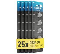 ABSINA 25x Piles 2430 Lithium 3V Longue durée - Pile CR2430 3V étanches - Pile CR 2430 - Piles CR2430 Lithium