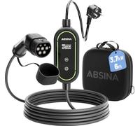 ABSINA Cable Recharge Voiture Electrique Type 2 avec Puissance de Charge réglable - Chargeur Voiture Electrique 3,7kW 16A monophasé IP67 avec 6,4 m de câble - Chargeur Voiture Electrique Type 2