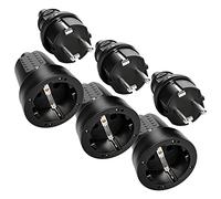 ABSINA 3x Fiche mâle et 3x prise femelle électrique en caoutchouc - Jeu de fiches mâle et femelle avec protection anti courbures, noir, 250V, 16A, IP20 usage intérieur - Fiche electrique