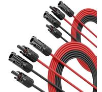 ABSINA 4x 5 Mètre Cable Solaire 4mm2 H1Z2Z2-K noir & rouge - Cable résistant aux UV - 910002-2