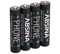 ABSINA 4X AAA Batterie Gigaset 800 mAh NiMH 1,2V - Piles pour téléphone gigaset Batteries, Pile pour Telephone Fixe sans Fil - Compatible avec A400 A415 AS405 A510 AS690 C430 C530HX E560 CL660HX