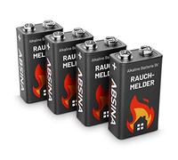 ABSINA 4X Pile 9V alcalines - Piles 9V Longue duree et étanches - Piles pour détecteurs d'incendie, détecteurs de Mouvement, monoxyde de Carbone - Batterie 9V, Pile 6LR61 9V, Pile alcaline 9V