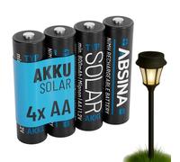 ABSINA 4X Pile Solaire Rechargeable AA 800mAh 1.2V NiMH - Pile pour Lampe Solaire - Pile Rechargeable AA à Faible décharge - Piles Rechargeables, Batteries solaires Rechargeables, Pile AA