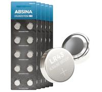 ABSINA 50x Piles Bouton AG12 LR43 - Pile LR43 alcalines 1,5V Anti-fuites et Longue durée de Vie - LR 43/186 / LR1142 / L1142 / V12GA / GPA76 / RW84 - Pile Bouton LR43
