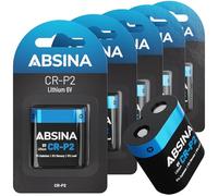 ABSINA 5X Pile CRP2 Lithium 6V - Pile CR P2 pour Distributeur, Appareil Photo, Flash, détecteur de Mouvement & Plus - Anti-Fuite, Longue Conservation - CR-P2 Piles 6V