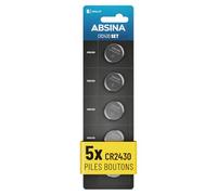 Absina Pile bouton CR2430 3 V lithium 5 pièces longue durée étanche