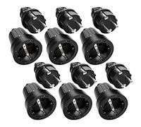 ABSINA 6x Fiche mâle et 6x prise femelle électrique en caoutchouc - Jeu de fiches mâle et femelle avec protection anti courbures, noir, 250V, 16A, IP20 usage intérieur - Fiche electrique