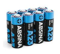 ABSINA 8X Pile A23 pour ouvre-Portes de Garage et Bien Plus - Pile 23A 12V étanche et à Longue durée de Vie - Piles 23A 12V, Pile A23 12V, Pile 12V 23A, A23 Pile, Piles A23