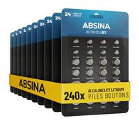 ABSINA Assortiment Pile Bouton Alcalines & Lithium - 1,5V & 3V étanches