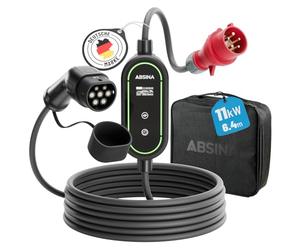 ABSINA Borne de Recharge vehicule Electrique CEE Type 2 | avec puissance réglable - Wallbox mobile 11kW 16A triphasée IP67 câble de 6,6 m - Borne recharge voiture electrique