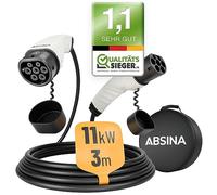 ABSINA Cable Recharge Voiture Electrique Type 2 22kW & 32A - Cable Type 2 22kW, 7,5 mètres, Triphasé & Mode 3 - Cable Recharge Type 2 pour Hybride & Électrique, Cable Type 2 32a, T2 Cable 22kW