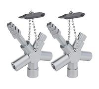ABSINA Clé universelle multifonction à 6en1 | Lot de 2 - clé tricoise carré - pour armoires et serrures standards, radiateur