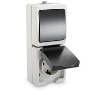 ABSINA Combinaison d'une prise de courant et d'un interrupteur en saillie IP44 - pour locaux humides 250V 16A