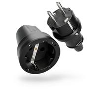 ABSINA Fiche mâle et prise femelle électrique en caoutchouc - Jeu de fiches mâle et femelle avec protection anti courbures, noir, 250V, 16A, IP20 usage intérieur - Fiche electrique