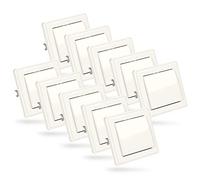 ABSINA Interrupteur croisé encastré en blanc - 10x interrupteur 250V AC, 10A, IP20 incl. cadre, insert encastré et cache - interrupteur d'éclairage, interrupteur à bascule