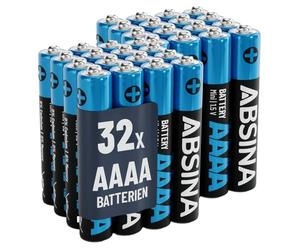 ABSINA Lot de 32 piles AAAA pour Surface Pen, stylet de tablette et bien plus encore - Piles alcalines AAAA 1,5 V - Mini piles AAAA LR61 E96 - Piles AAAA 1,5 V, piles AAAA