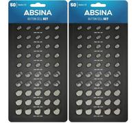 Absina Pack 100 piles bouton assorties – 20x AG1/AG4/AG10, 30x AG3, 10x AG13 – 1,5V