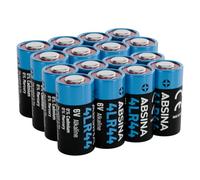 ABSINA Pile 4LR44 alcaline 6 V - Batteries 4SR44 | Lot de 16 piles 4LR44 anti-fuite longue durée - Pour collier de chien et plus