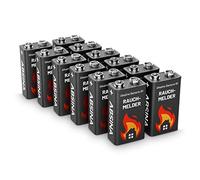 ABSINA Pile 9V alcalines | Lot de 12 - Piles 9V longue duree et étanches - pour détecteurs d'incendie, monoxyde carbone