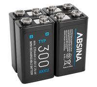 ABSINA Pile 9V Rechargeable 300 à Faible Auto-Décharge