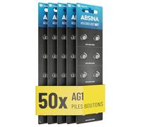 ABSINA Pile AG1 LR621-1,5V Alcaline étanche avec Longue durée