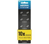 ABSINA Pile AG4 LR66 377-1,5V Alcaline étanche & Longue durée | Lot de 10 - SG4 / V4GA / G4A / 4GA / L626 / 177 / LR626 - Pile montre, SR626SW pour, 377, AG4, 377