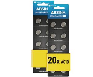ABSINA Pile LR1130 AG10 LR54-1,5V Alcaline étanche & Longue durée