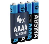 ABSINA 4X Piles AAAA pour Stylet & Surface Pen et Bien Plus - Pile AAAA 1,5V Alcaline - AAAA Batterie, Pile LR61, Petite Pile 1.5V, Pile AAAA Stylet, AAAA Pile Ronde, Batterie AAAA LR61, AAAA Piles
