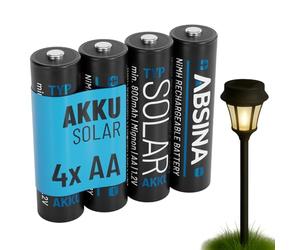 ABSINA Pile Solaire Rechargeable AA 800mAh 1.2V NiMH