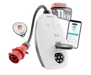 ABSINA Wallbox 11kW avec app et Puissance de Charge réglable | Wallbox triphasé borne CEE 11kW - chargeur voiture electrique pour i3, e-Up, ID.3, ID.4, Zoe, fortwo et plus
