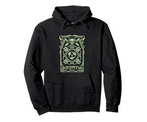 Absinth Design Tête de Mort et Feuilles Style Art Nouveau Sweat à Capuche