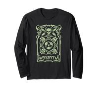 Absinth Design Tête de Mort et Feuilles Style Nouveau-né Manche Longue