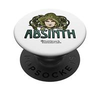 Absinth Green Fée Visage de Femme Feuilles Absinth PopSockets PopGrip Adhésif