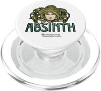 Absinth Green Fée Visage de Femme Feuilles Absinth PopSockets PopGrip pour MagSafe