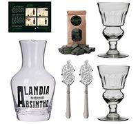 Absinthe Carafe Ensemble Cuillères Verres de ALANDIA | Verre soufflé à la bouche | Design classique du 19e siècle