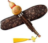 ABSJDA Hulusi, Handmade bambou chinois Hulusi Gourd cucurbitacées Flute Musical Instrument ethnique Clé de C avec étui pour débutants Music Lovers, instrument à vent, Cadeau de Noël(F-key)