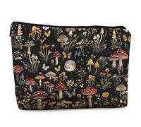 Absnfatu Trousse de maquillage en forme de champignon de la forêt enchantée, trousse de maquillage mystique à motif de lune et de papillon pour femme, trousse de maquillage vintage Cottagecore avec