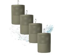 ABSODRY Lot de 4 déshumidificateurs sans électricité jusqu'à - Avec recharge - En plastique recyclé - Pour salon, salle de bain, cave, appartement - Lot de 4 (4 x vert)