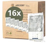 AbsoDry - Recharge déshumidificateur d'air Anti moisissure 16×600 g - Compatibilité Universelle - Empêche Les odeurs & retient l'humidité - Recharge absorbeur d'humidité