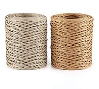 ABSOFINE Lot de 2 cordelettes en papier - Couleur naturelle - 100 m - Pour bouquet de fleurs - Rustique - Pour Noël, bouquet de mariage - Emballage de fleurs - Outils (naturel et marron)