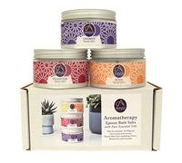 Absolute Aromas Coffret Cadeau de Sels Epsom Relaxants - 3 x 300 g de Lavender, Detox et Relaxation - Sulfate de Magnésium Infusé d'Huiles Essentielles 100% Pures