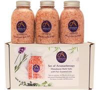 Absolute Aromas Coffret de Sels de Bain Rose de l'Himalaya - Anti-Stress, Lavande et Relaxation - 3 x Sels de Bain Himalayens en pots de 290g, infusé avec des Huiles Essentielles 100% Pures