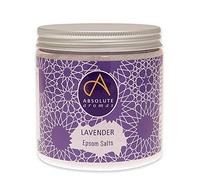 Absolute Aromas Sels de Bain Epsom Lavender - Sulfate de Magnésium Infusé d'Huile Essentielle de Lavande Française pure à 100% - Sels relaxants pour le bain (575g)