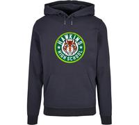 ABSOLUTE CULT Sweat-shirt 'Stranger Things - Hawkins Tiger Circle' bleu marine / vert / homard / blanc, Taille XL